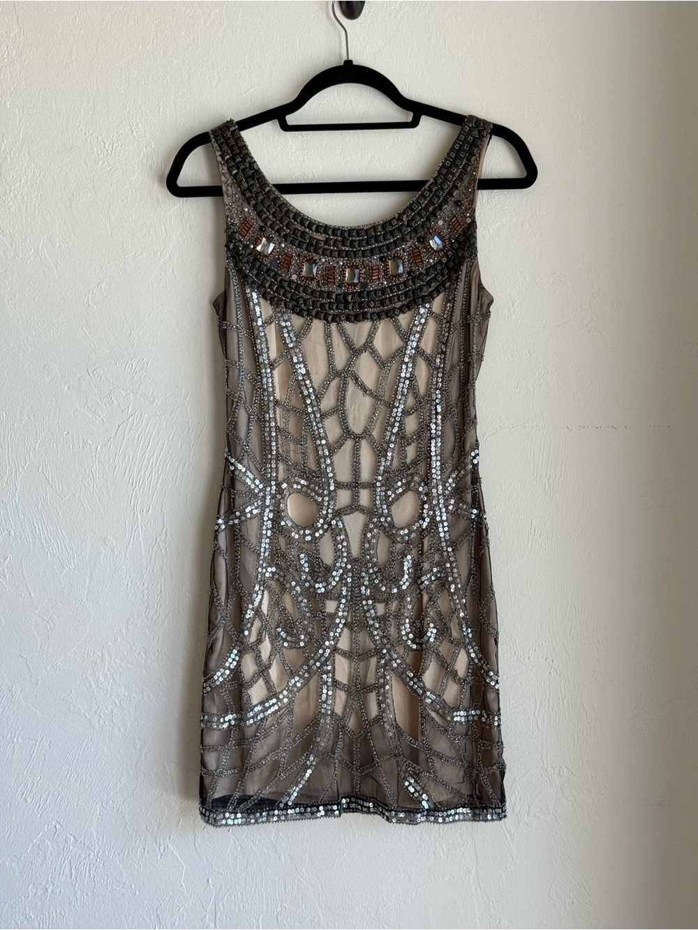 Cache Beaded Art Deco Shift Dress
